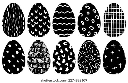 Set of Easter eggs. Stencil of eggs on a white background. Flat vector illustration for holiday celebration.