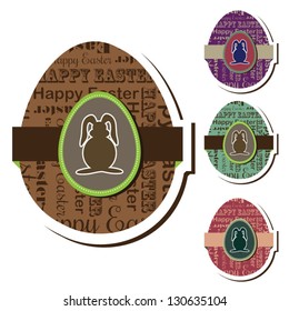 Set of easter eggs with text and bunny badge