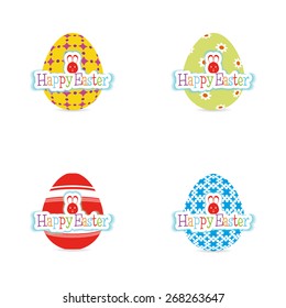 Set of easter eggs with texture and text. Vector illustration