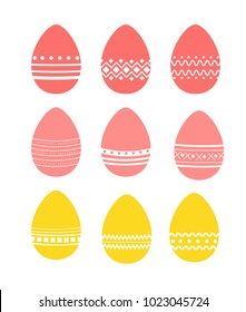 set of Easter eggs with various patterns
