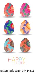 A set of easter eggs. Vector of easter eggs, can be used for wallpaper, cover fills, web page background, surface textures. Vector linen texture.
