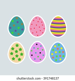 Set of easter eggs vector with colorful pattern. Cute easter eggs vector.