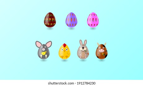 Set of easter eggs. Vector illustration.