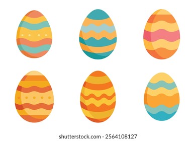 Set of easter eggs vector illustration on white background