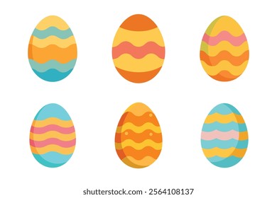 Set of easter eggs vector illustration on white background