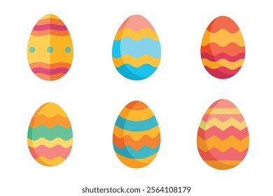 Set of easter eggs vector illustration on white background
