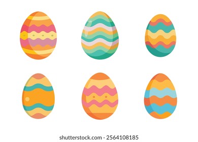 Set of easter eggs vector illustration on white background