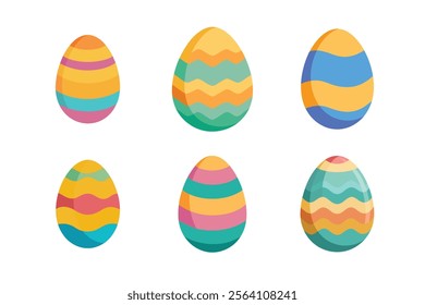 Set of easter eggs vector illustration on white background