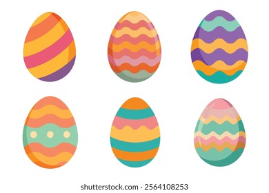 Set of easter eggs vector illustration on white background