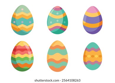 Set of easter eggs vector illustration on white background