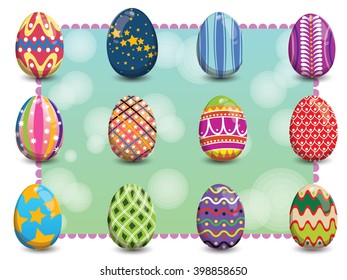 Set of easter eggs vector on background 1