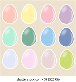 Set of easter eggs vector pastel colors illustation