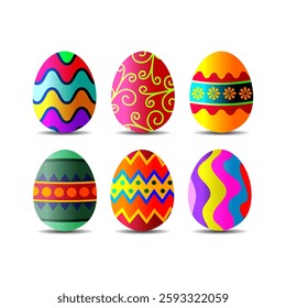A set of Easter eggs with vibrant patterns, perfect for holiday projects, greeting cards, invitations, and decorations.
