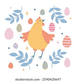 Set of Easter elements. Good for posters, postcards, stickers, banners and scrapbooking.