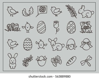 Set of Easter flat elements. Vector illustration