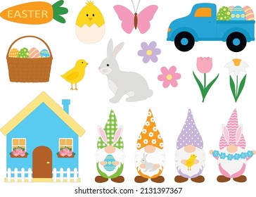 Dibujo vectorial de Set Easter Gnomes