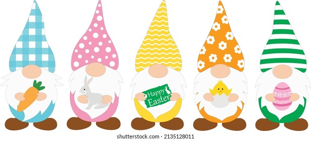 Set Easter Gnomes vector illustration