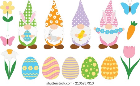 Dibujo vectorial de Set Easter Gnomes