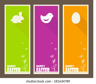 Set of Easter greeting cards with butterfly. Vector design. Illustration. 