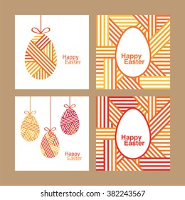 Set of Easter greeting cards with egg. Congratulation. Sketch for your design. Vector illustration. 