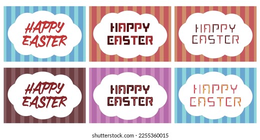 A set of Easter greeting cards with HAPPY EASTER letters and illustrations