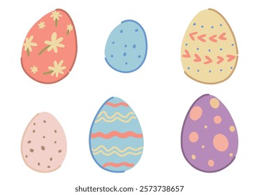 Set of Easter holiday eggs. Cartoon vector illustration isolated on white.