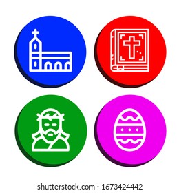 Set of easter icons. Such as Monastery, Bible, Jesus, Easter egg , easter icons