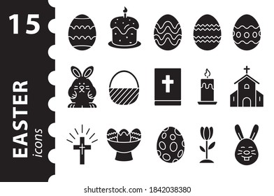 Set of Easter icons. Vector Illustration in flat style.