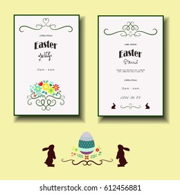 Set of Easter invitation cards and decorative elements.