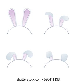 Set of Easter mask with rabbit ears. Isolated mask on white background. Vector Illustration.