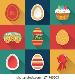 Set of Easter objects. Vector illustration. - Shutterstock ID 174965303