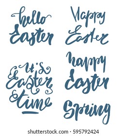 Set of Easter overlay. Calligraphy postcard or poster graphic design lettering element. Vector Hand lettering 