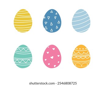 Set of easter painted eggs cute pattern