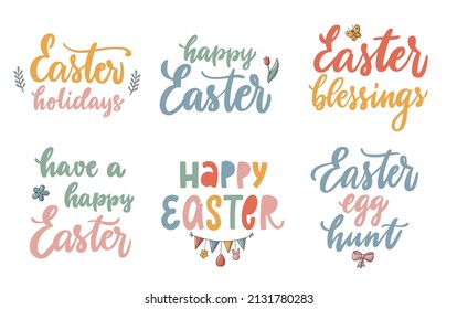 Set of Easter quotes isolated on white background. Good for posters, greeting cards, prints, banners, stickers, invitations, sublimations, etc. EPS 10