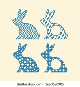 Set of Easter Rabbit for Cutting Sticker and Monogram