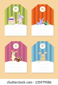set of easter rabbits with eggs
