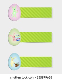 set of easter rabbits with eggs