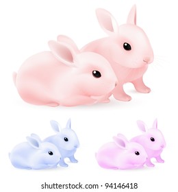 Set of Easter rabbits. Illustration on white background for design