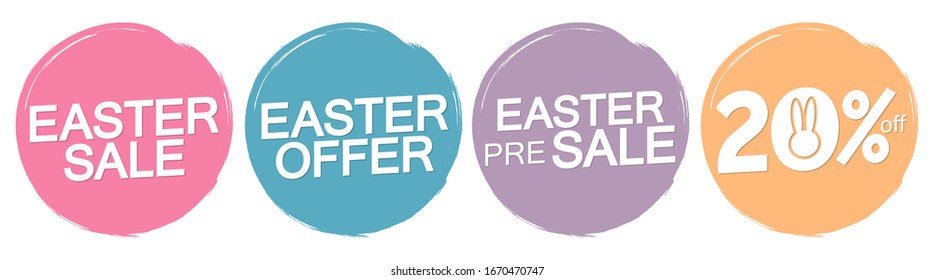 Set Easter Sale banners design template, 20% off, discount tags, app icons, vector illustration