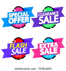 Set Easter Sale banners, discount tags design template, app icons, vector illustration