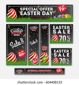 Set of Easter Sale Special Discount Web Banner. Season Greeting Background Template. Vector illustration