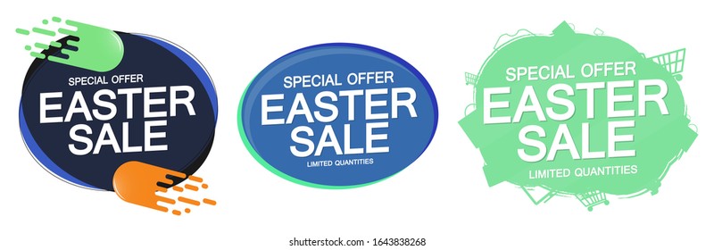 Set Easter Sale tags, sale banners design template, discount badge collection, special offers, vector illustration