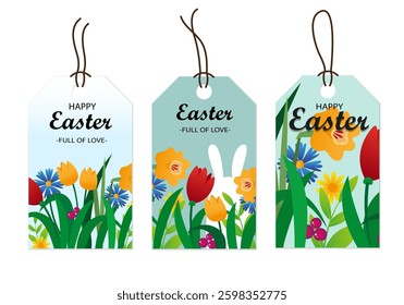Set with Easter sale tags.  Spring or seasonal sale tags with flowers and bunny.	