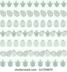 Set of Easter seamless black borders. Can be used as an independent seamless pattern. Vector illustration.