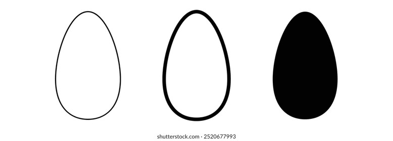 set of easter silhouette egg icon isolated on white.