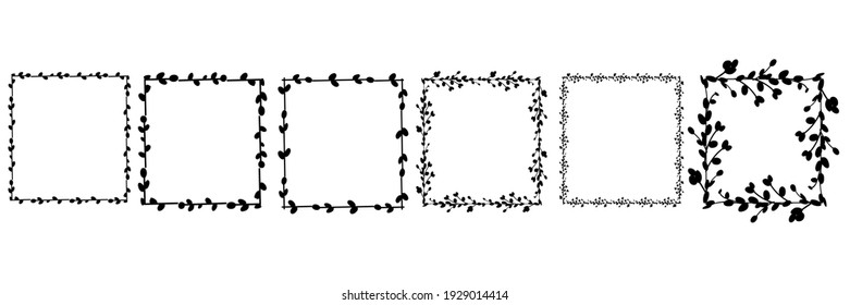 Set of Easter Square frames. Square frame made of willow twigs.Easter wreath made of willow stalks.Vector illustration