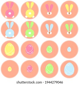 Set von Ostersymbolen. Cute Icons für Ihr Design und Ihre Dekoration. Vektorgrafik