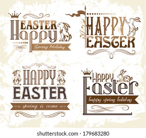 Set of easter typography emblems
