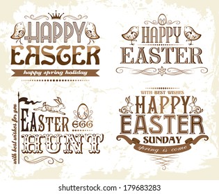 Set of easter typography emblems