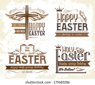 Set of easter typography emblems